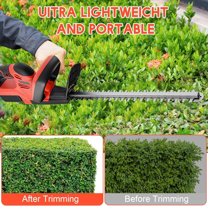 ALSO GO 22’’ Cordless Hedge Trimmer, 24V Electric Shrub Trimmer, Bush Trimmer Cordless with 2 PCS 3.0Ah Rechargeable Battery and Charger, Electric Handheld Bush Clipper for Garden, Lawn - Image 3